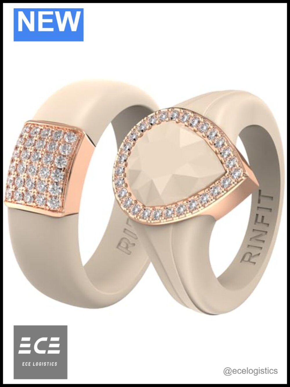 Silicone Wedding Band with Cubic Zirconia Stones Promise Ring Size 7